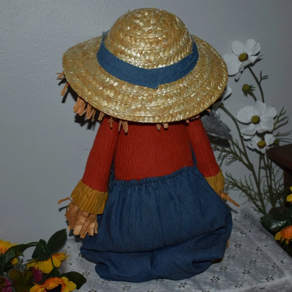 Vintage Jack O Lantern Pumpkin Man Farmer Scarecrow Cottage Farmhouse Fall Decor